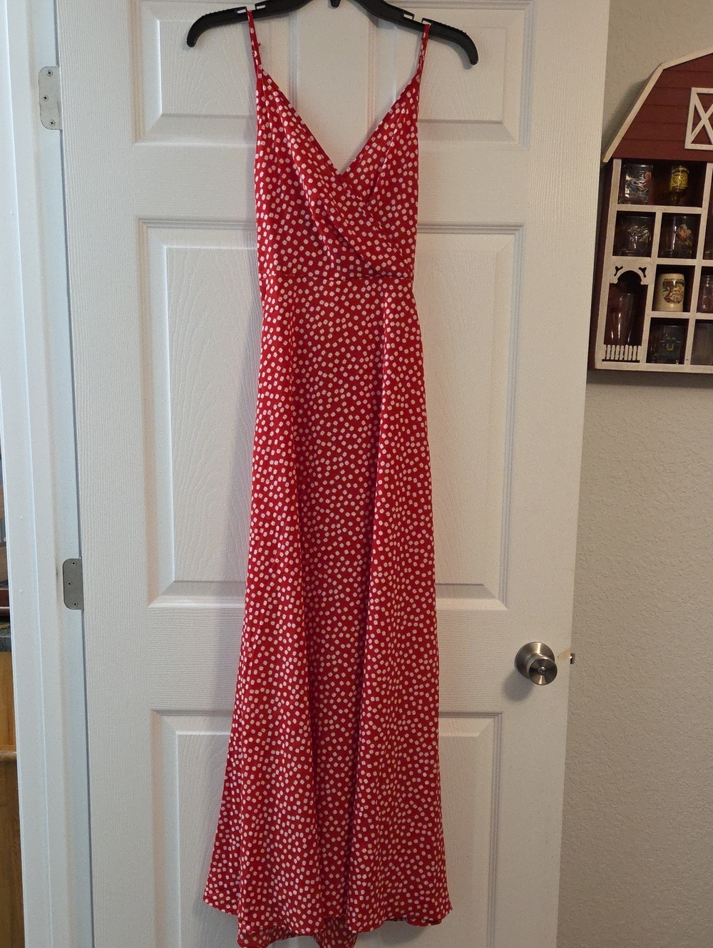 SHEIN Red and White Polka Dot Maxi Dress
